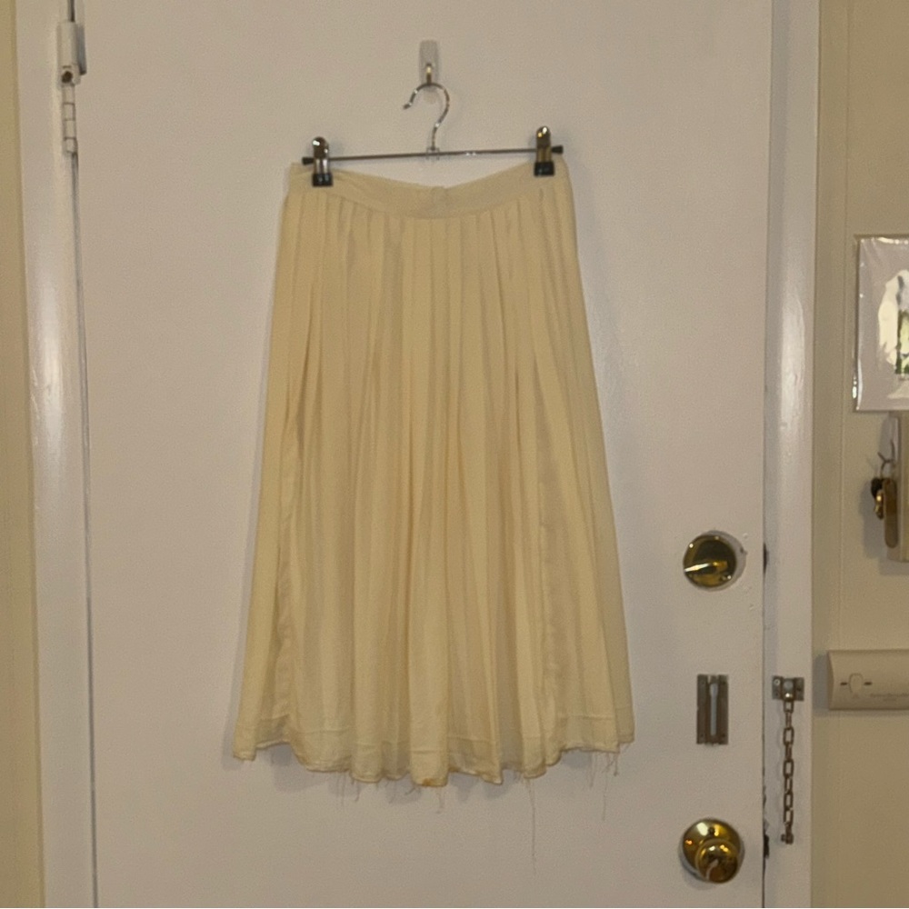 Pleated Cream Midi Skirt